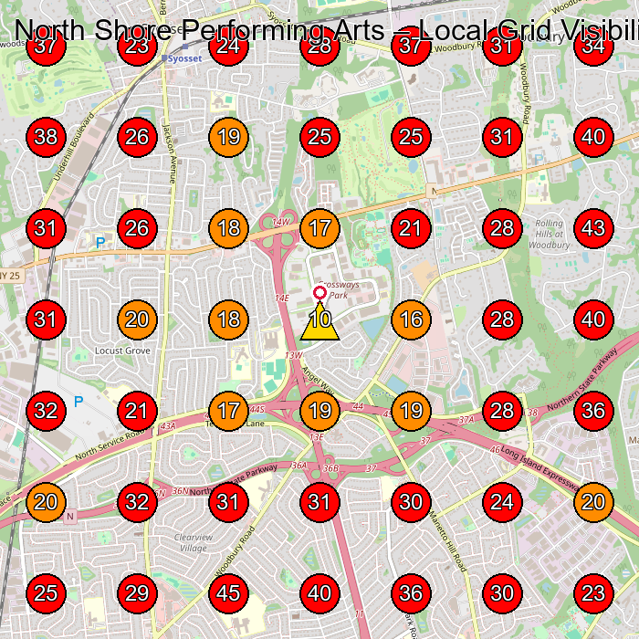 North Shore Performing Arts GeoGrid visibility map for Dance School in Syosset